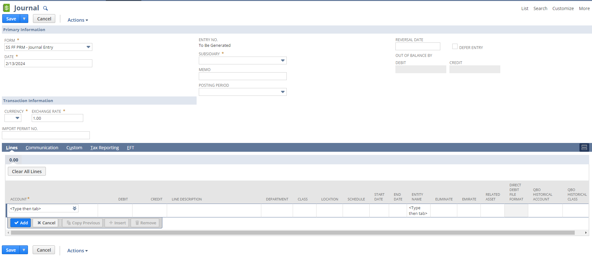 How to import a journal entry in NetSuite with the CSV import template